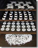 Compression molded PTFE powder in sintering oven